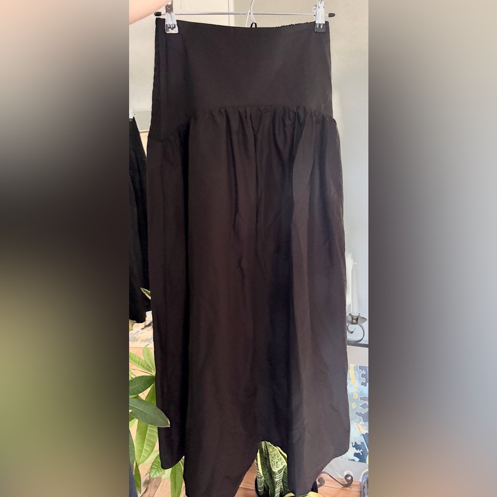 NWT Elan Poplin Black Smocked-Waist Maxi Skirt